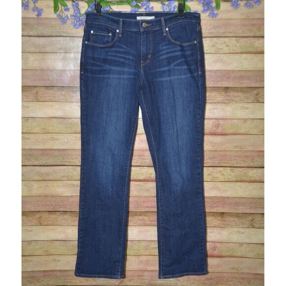 Levi's 505 Ladies Dark Wash Straight Leg Jeans Size 8 29 X 30 Mid Rise Stretch - Picture 1 of 11